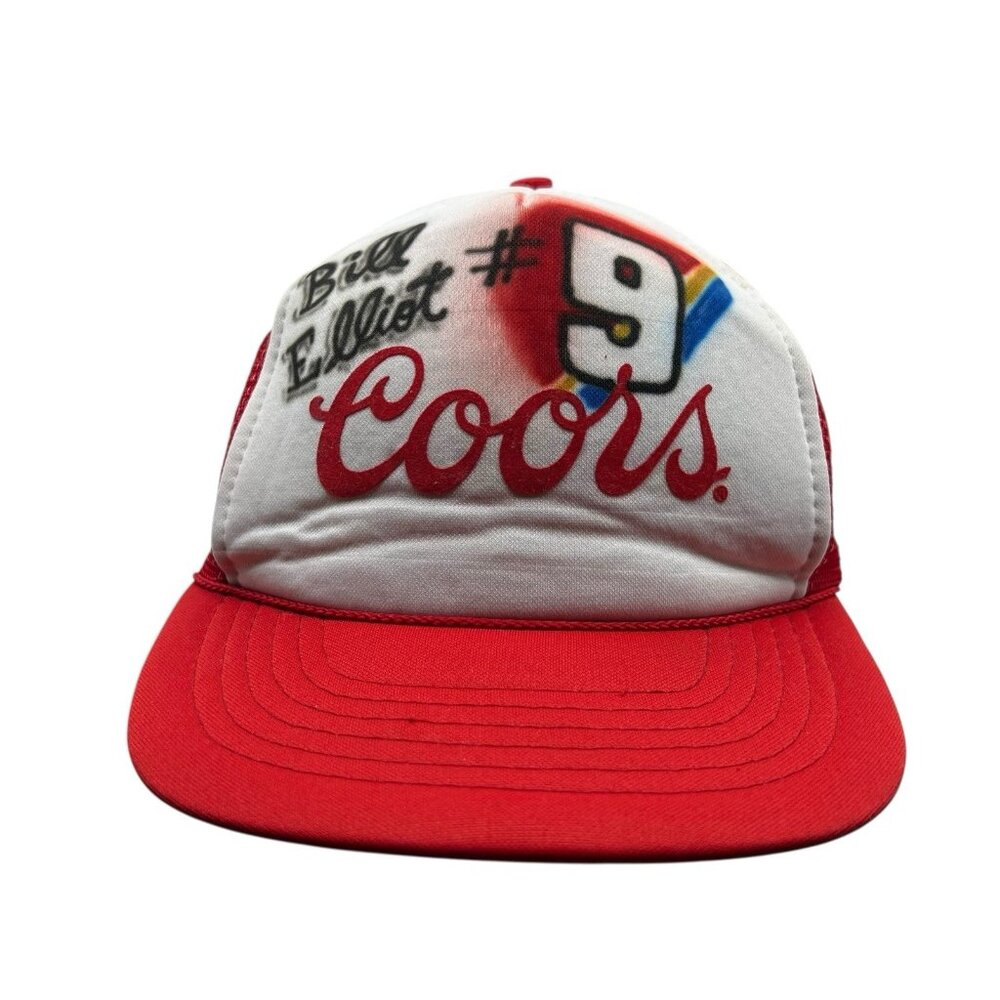 Bill Elliott Coors Vintage Trucker Snapback Hat Cap Airbrushed NASCAR Racing Dad
